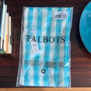 Talbots Aqua and White Checkered Scarf